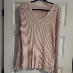 Sonoma Pink Ribbed Crew Neck Sweater
